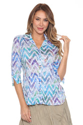 Sabrina Shirt - Chevron Haze - CARINE