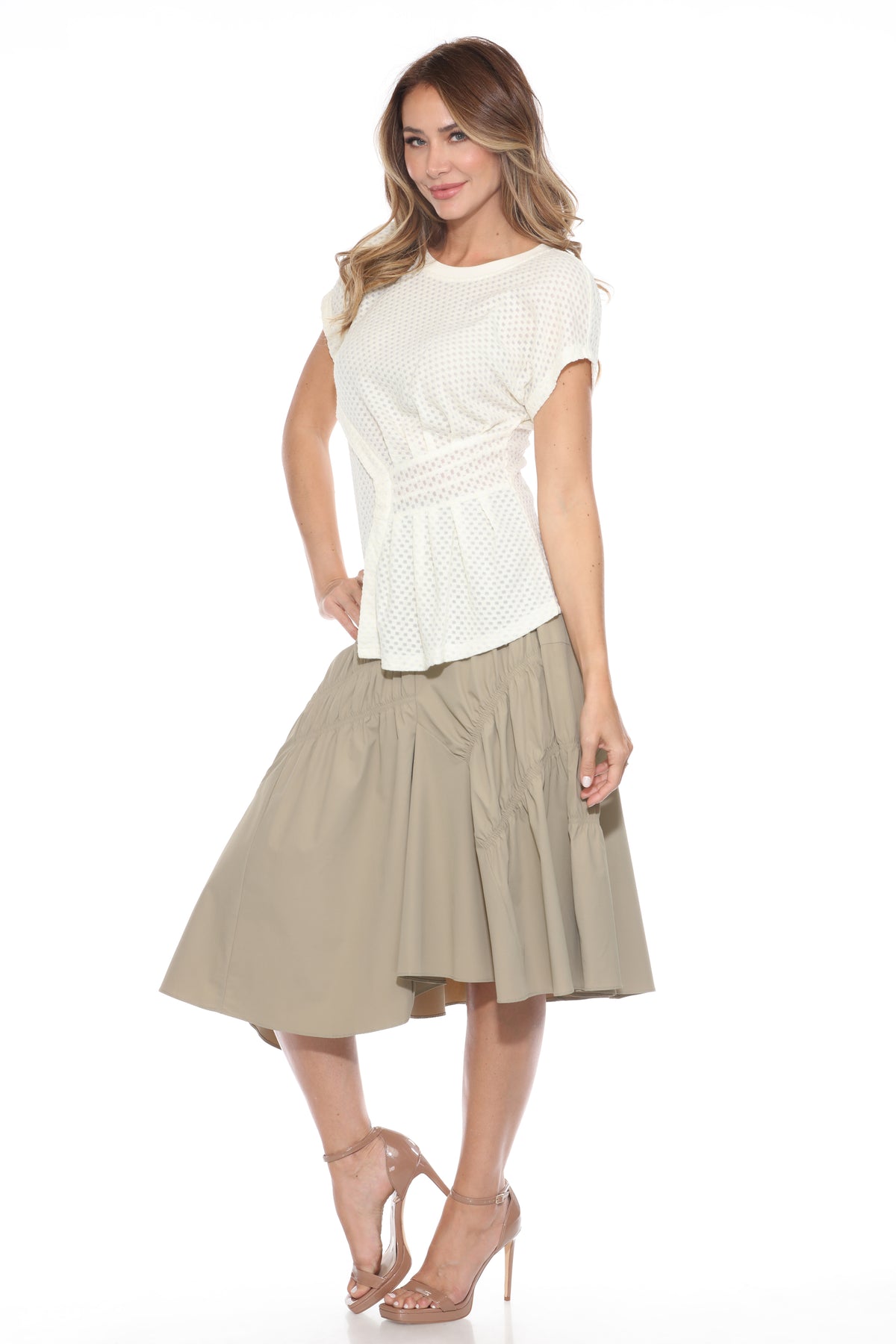 Banded Waist Peplum Tee - CARINE