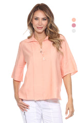 Ornament Collared Tencel Blouse - CARINE