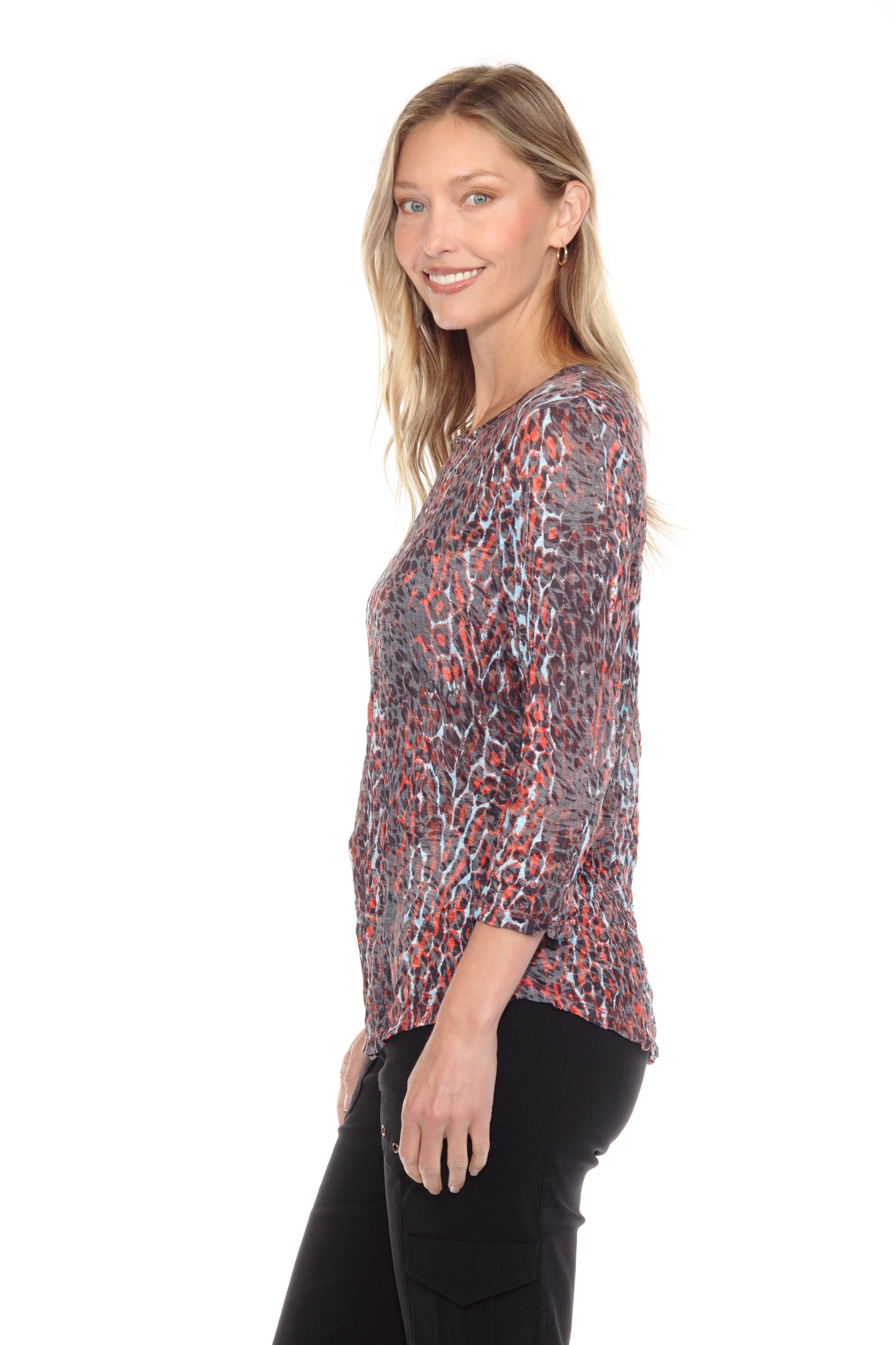Round-Neck Top - Leopard Blaze - CARINE