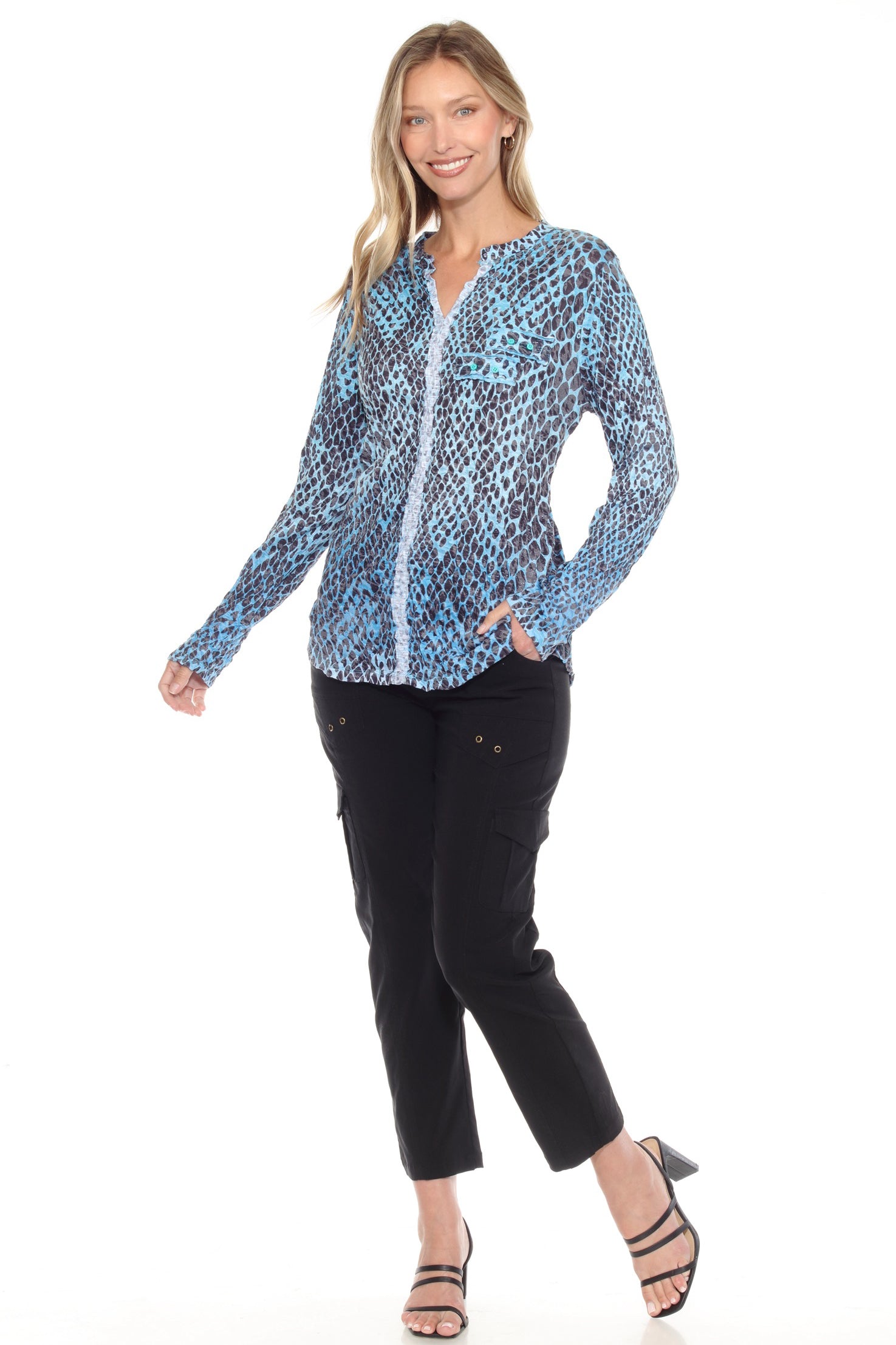 Pamela Top L/S - Teal Scales - CARINE