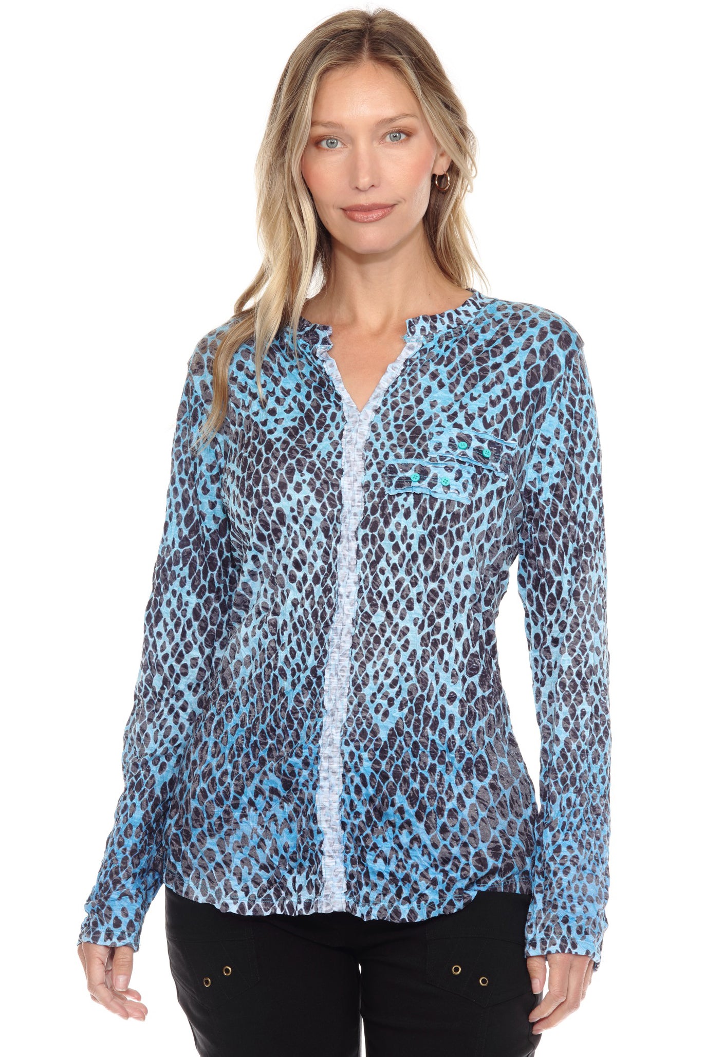 Pamela Top L/S - Teal Scales - CARINE