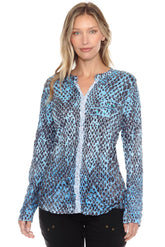 Pamela Top L/S - Teal Scales - CARINE