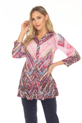 Selena Shirt - Fuchsia Chevron - CARINE