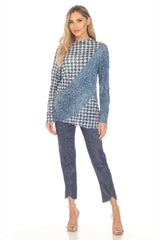 Samantha Top - Azure Houndstooth - CARINE