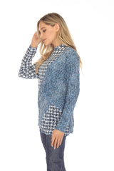 Samantha Top - Azure Houndstooth - CARINE