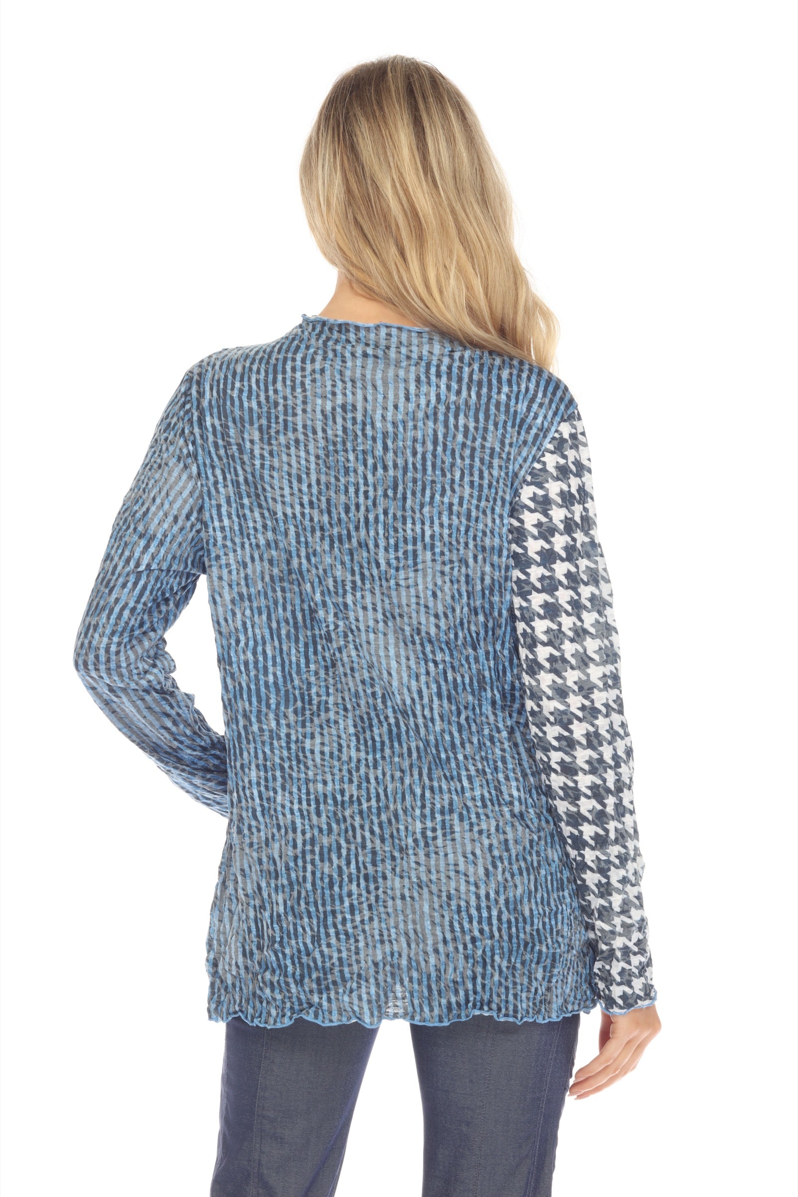 Samantha Top - Azure Houndstooth - CARINE