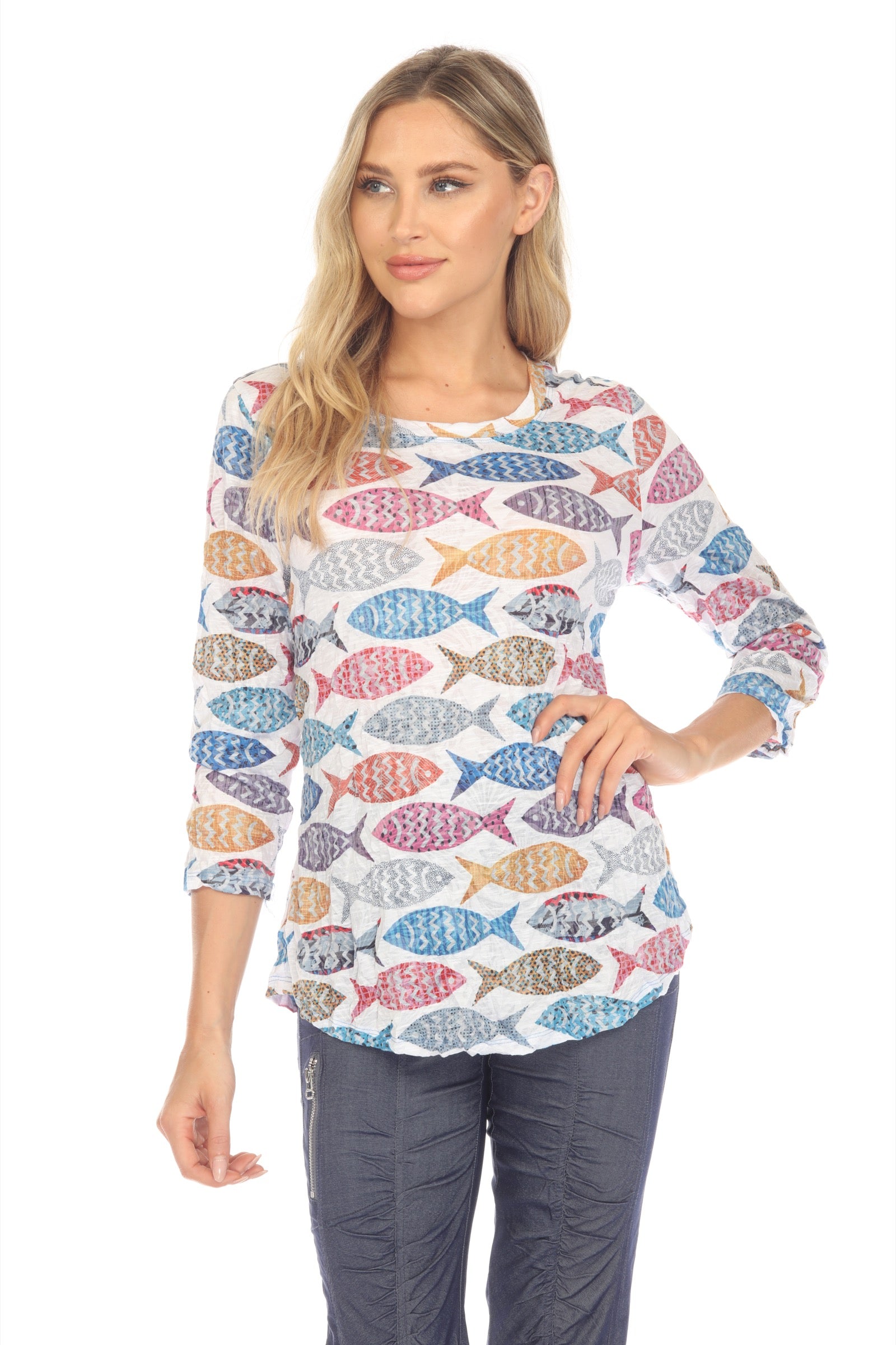 Round-Neck Top - Pattern Fish - CARINE