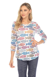 Round-Neck Top - Pattern Fish - CARINE