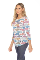 Round-Neck Top - Pattern Fish - CARINE