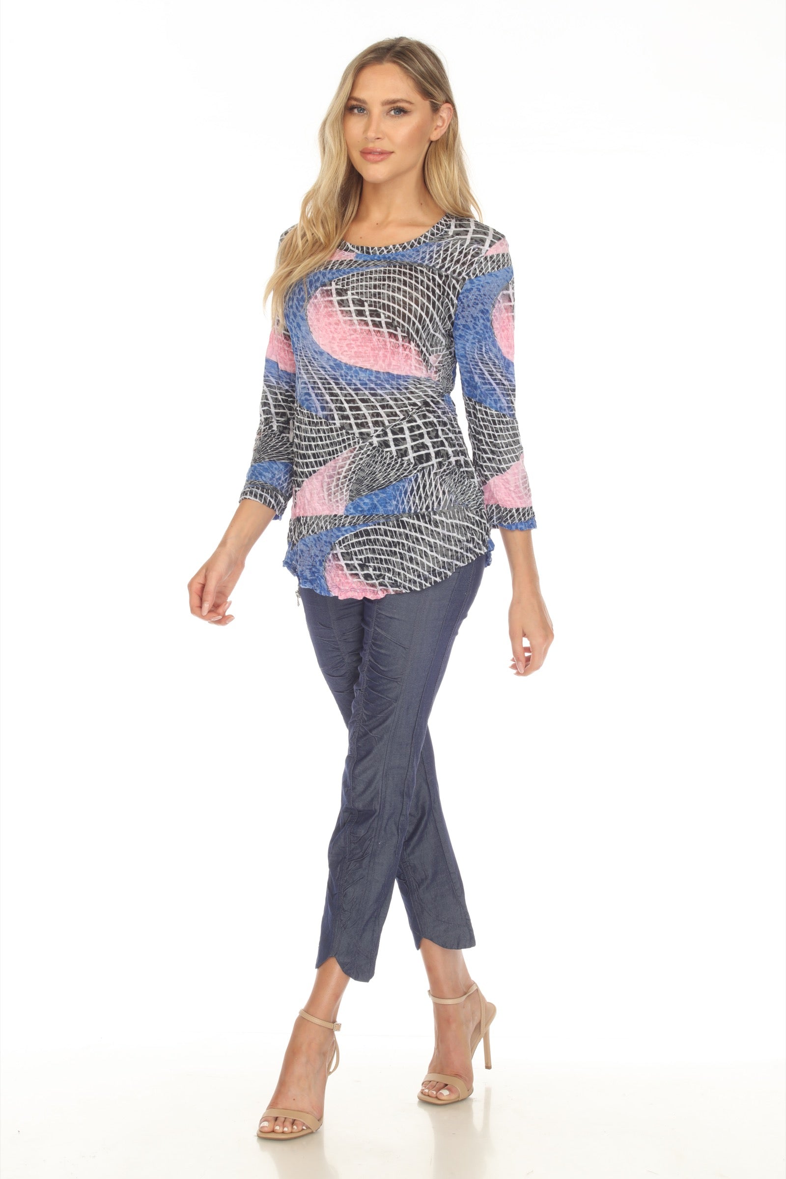 Round-Neck Top - Blush Warp - CARINE