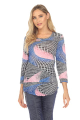 Round-Neck Top - Blush Warp - CARINE