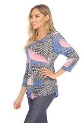 Round-Neck Top - Blush Warp - CARINE