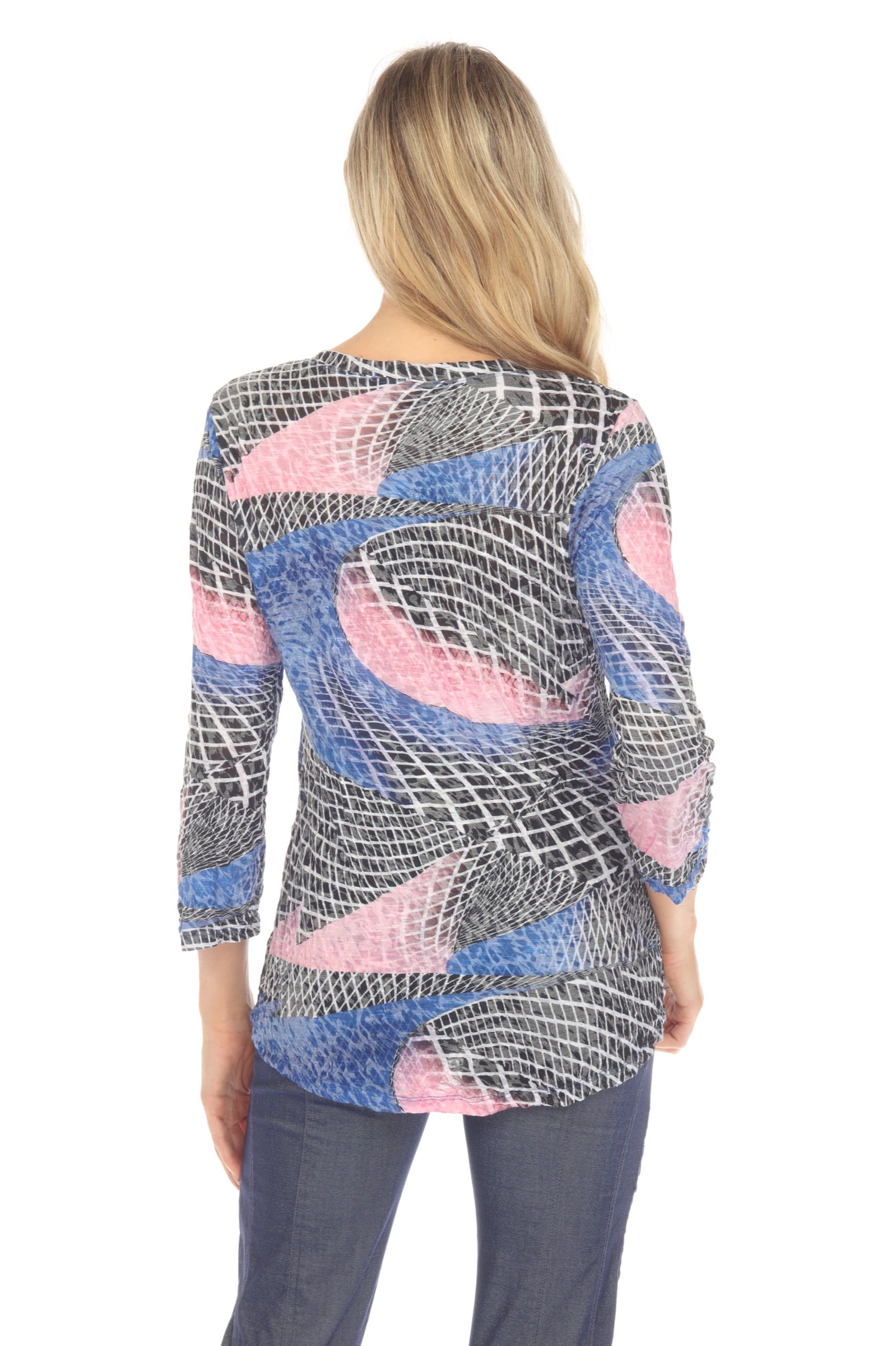 Round-Neck Top - Blush Warp - CARINE