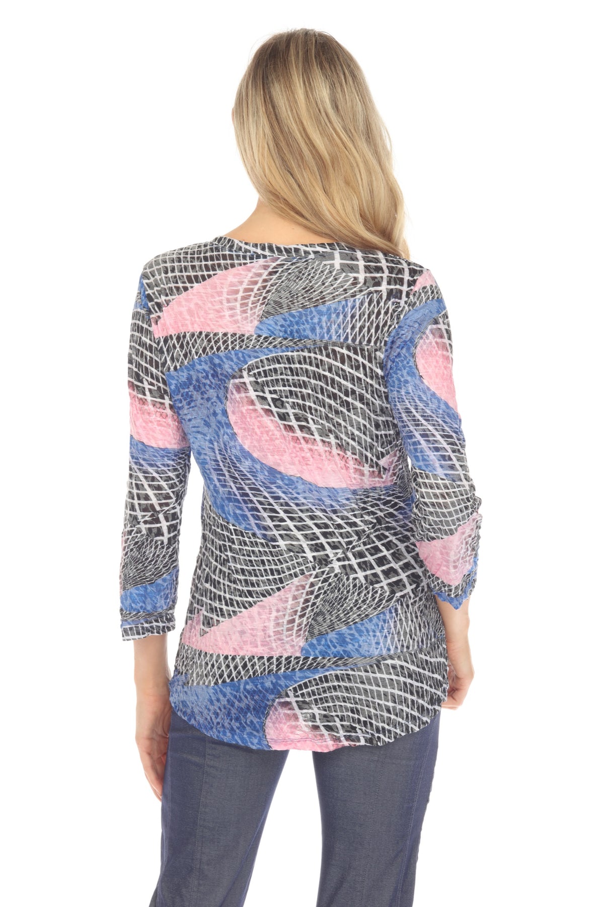 Round-Neck Top - Blush Warp - CARINE