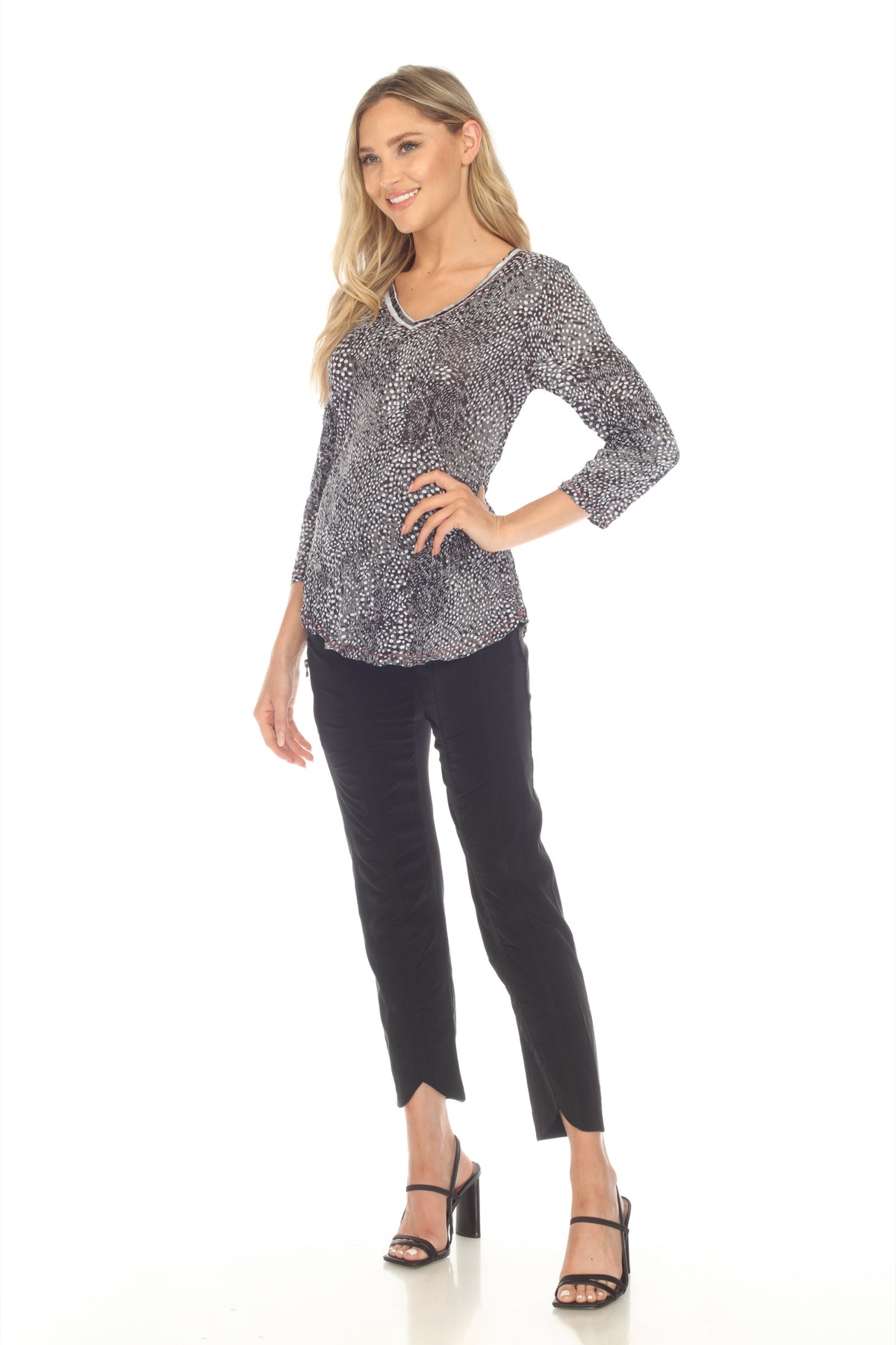 V-Neck Top - Zebra Dot - CARINE
