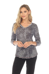 V-Neck Top - Zebra Dot - CARINE