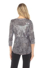 V-Neck Top - Zebra Dot - CARINE