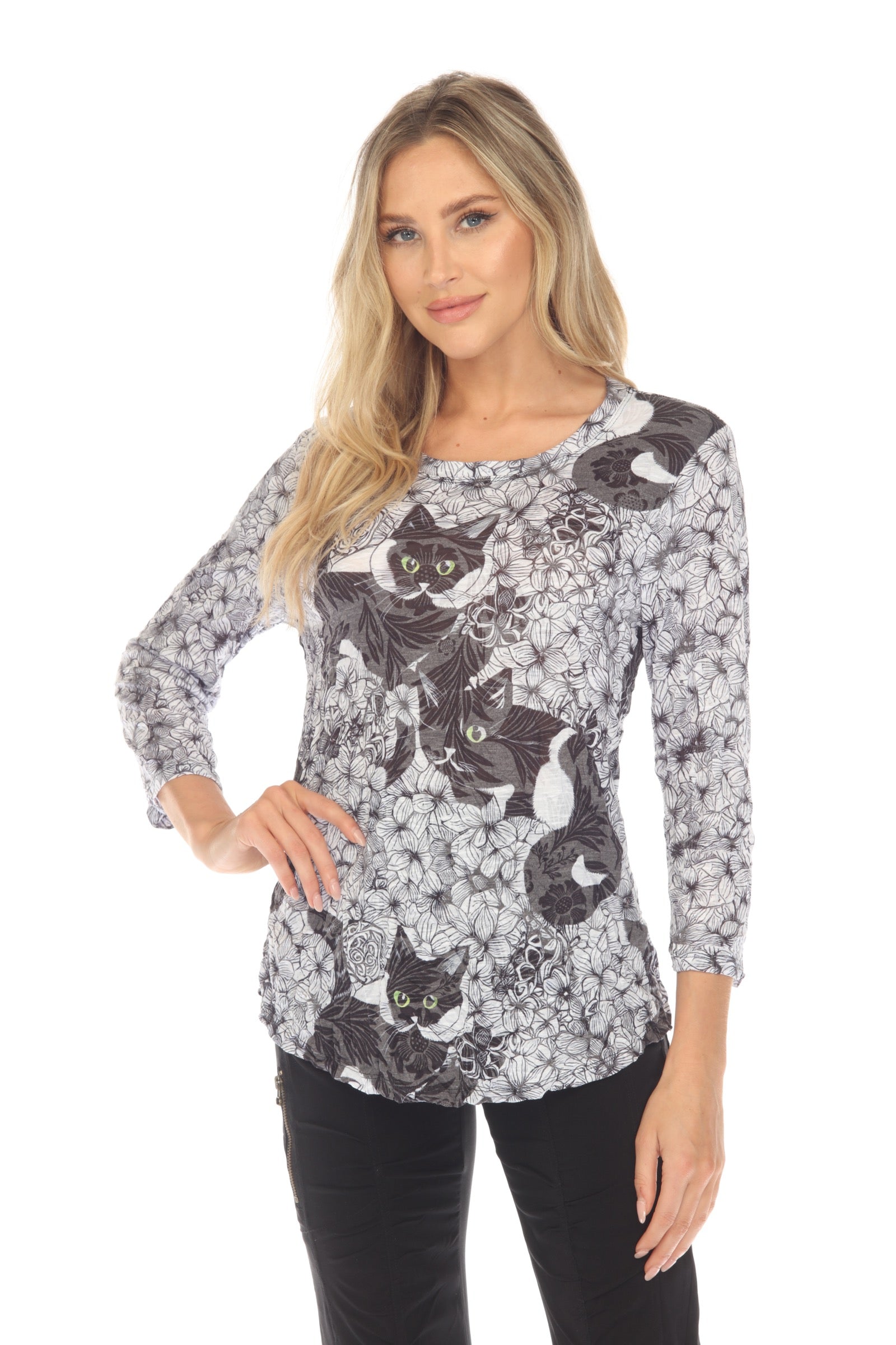 Round-Neck Top - Kitten Garden - CARINE