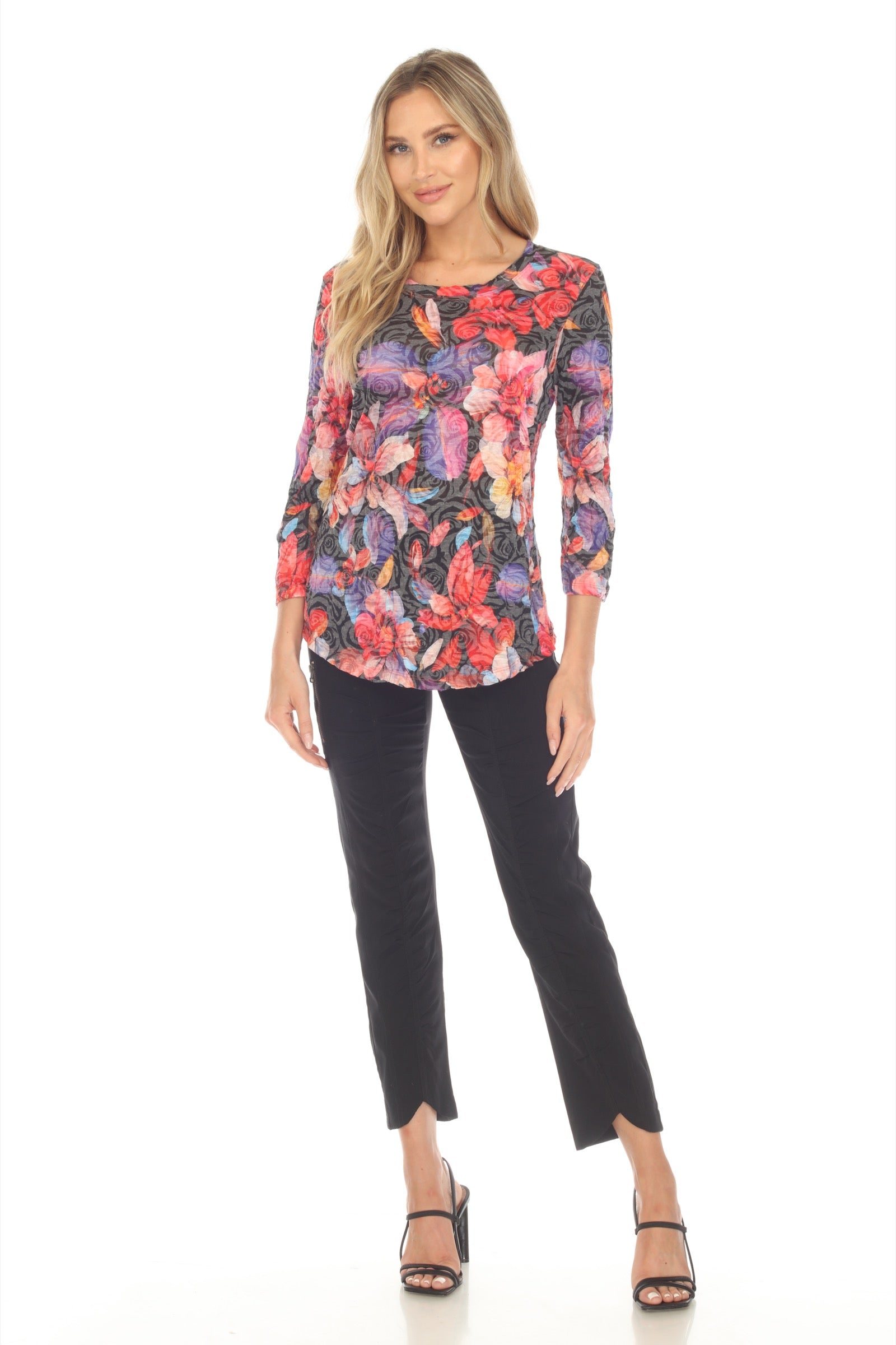 Round-Neck Top - Sunset Bloom - CARINE