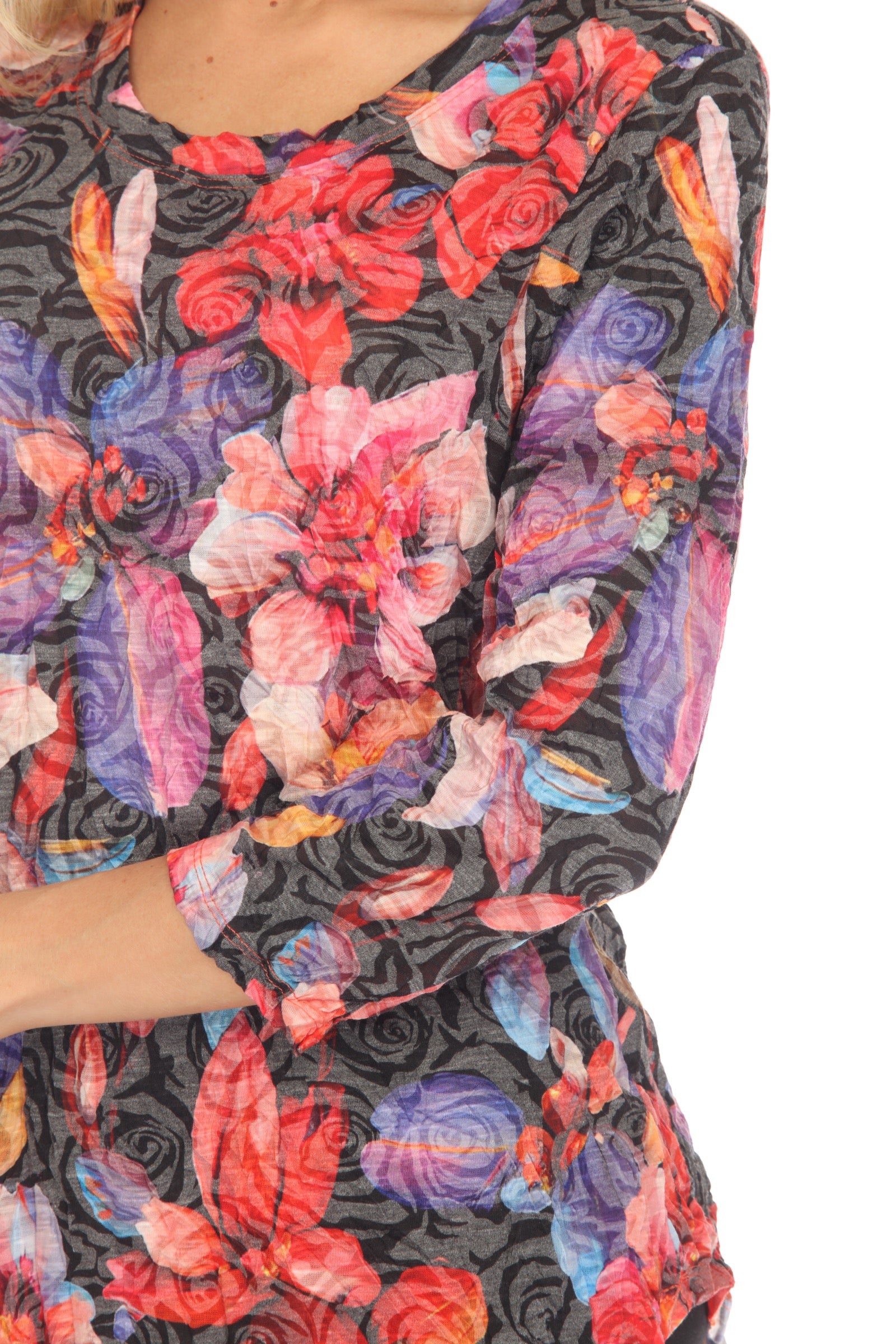 Round-Neck Top - Sunset Bloom - CARINE