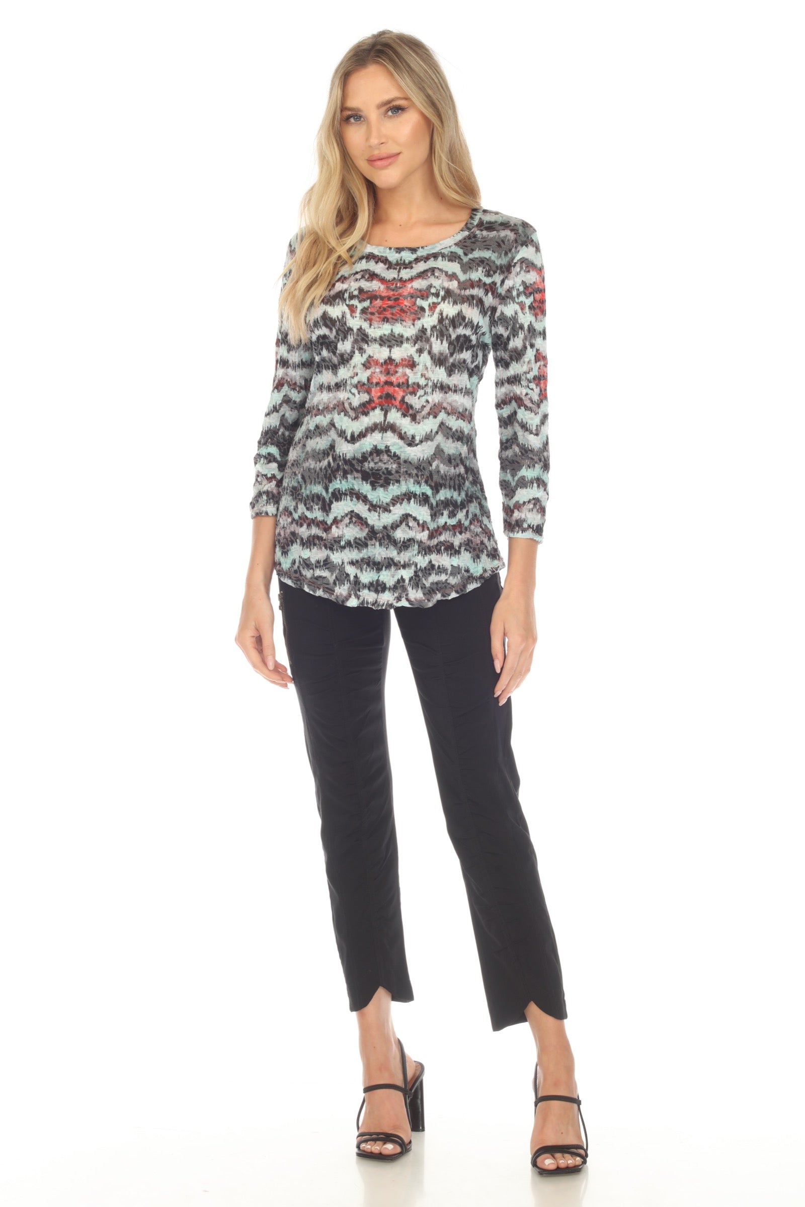 Round-Neck Top - Hazy Lines - CARINE