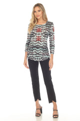 Round-Neck Top - Hazy Lines - CARINE