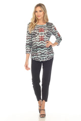 Round-Neck Top - Hazy Lines - CARINE