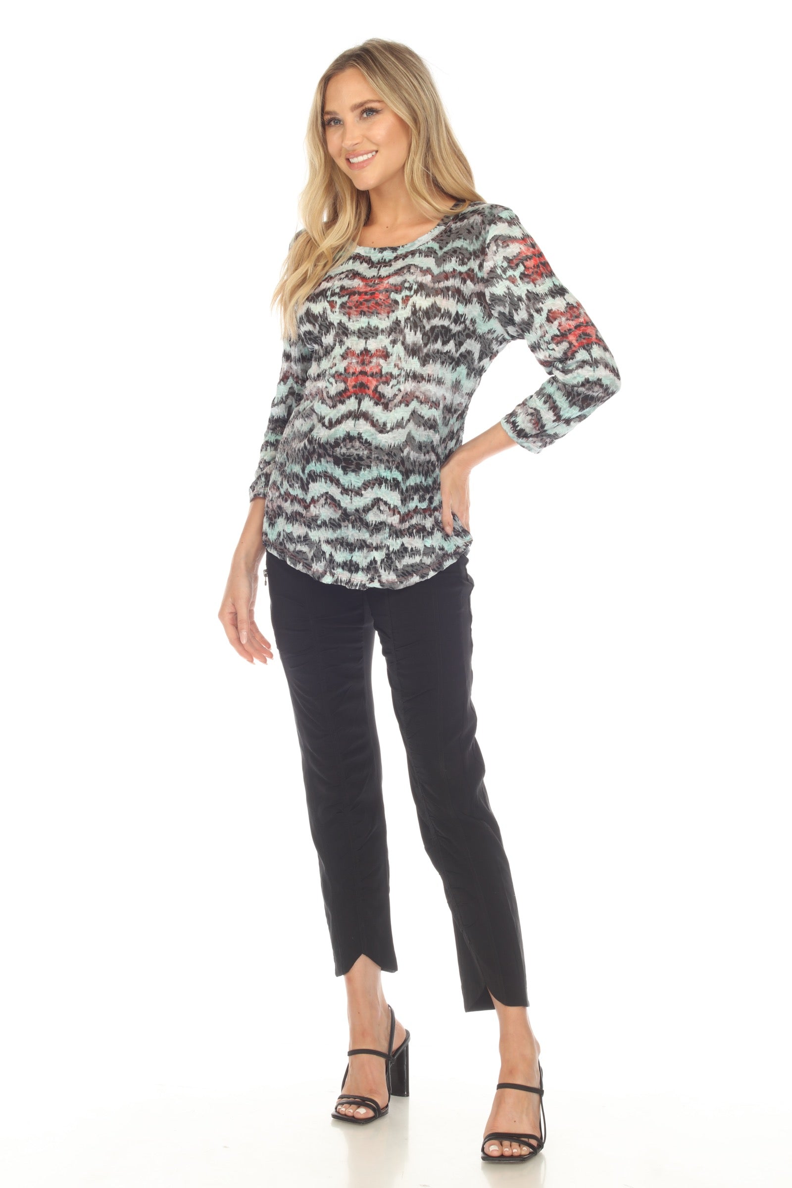 Round-Neck Top - Hazy Lines - CARINE