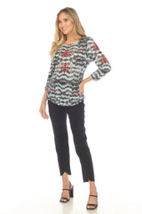 Round-Neck Top - Hazy Lines - CARINE