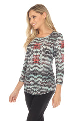 Round-Neck Top - Hazy Lines - CARINE