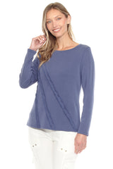 Diagonal Trim Accent Pullover - CARINE
