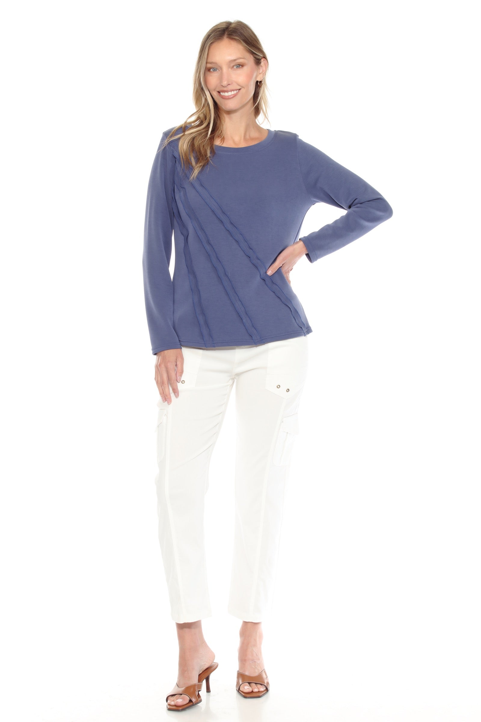 Diagonal Trim Accent Pullover - CARINE