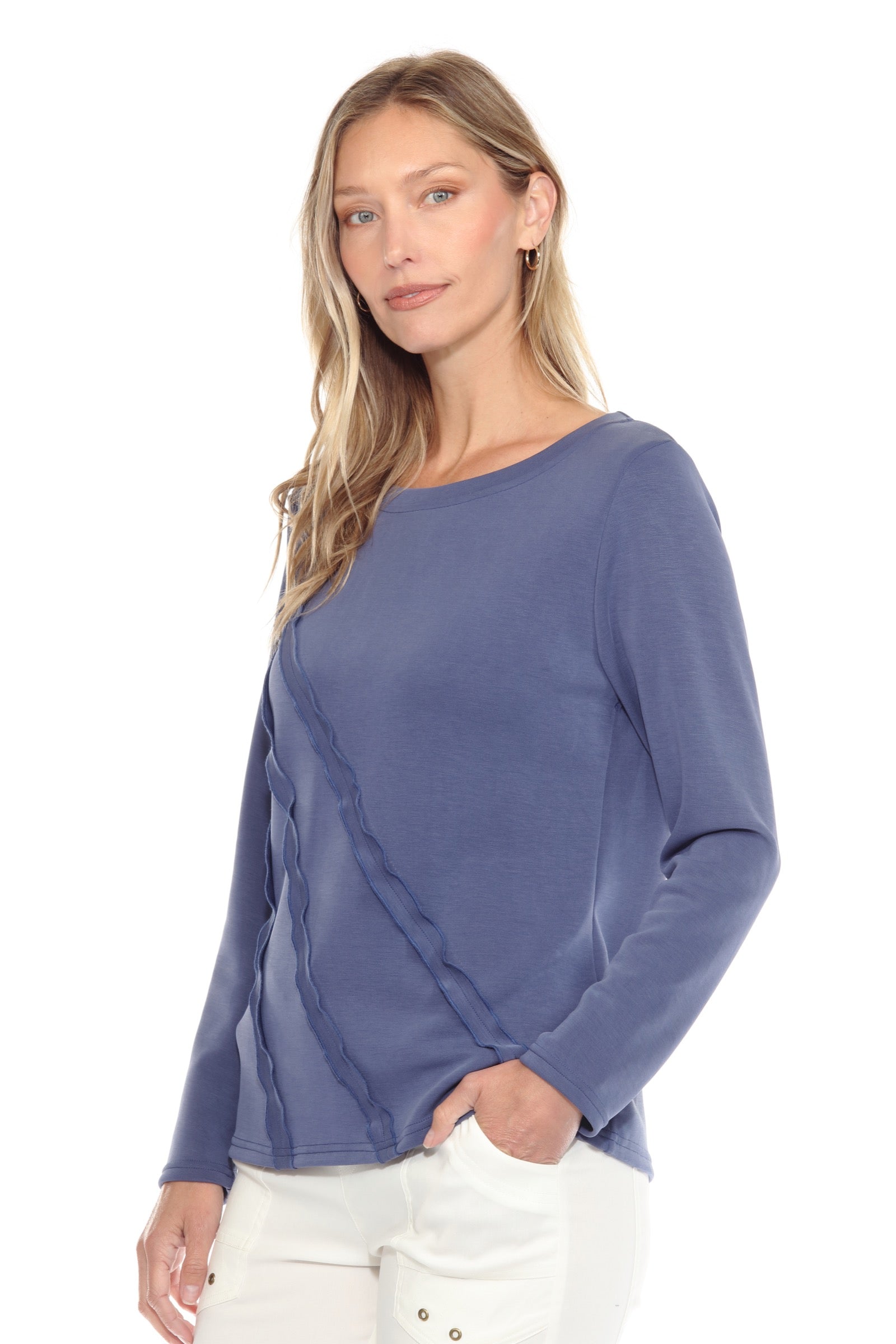 Diagonal Trim Accent Pullover - CARINE