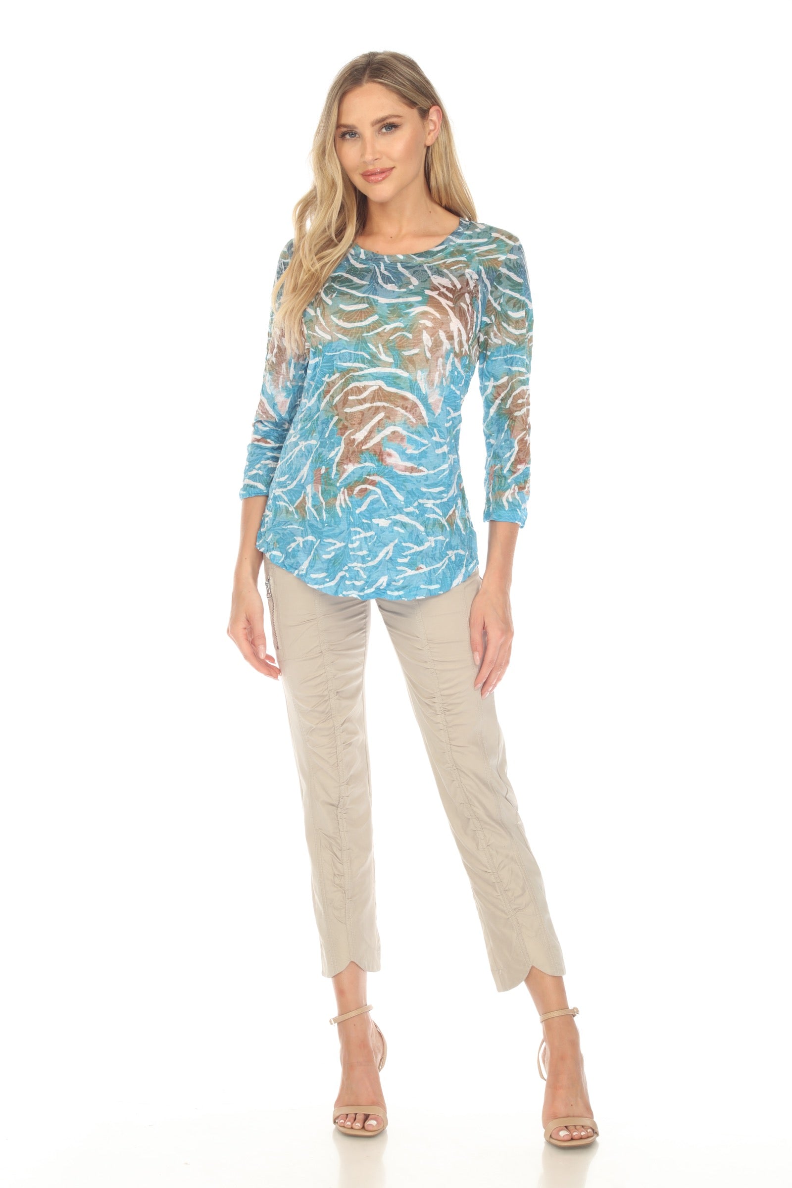 Round-Neck Top - Aqua Current - CARINE