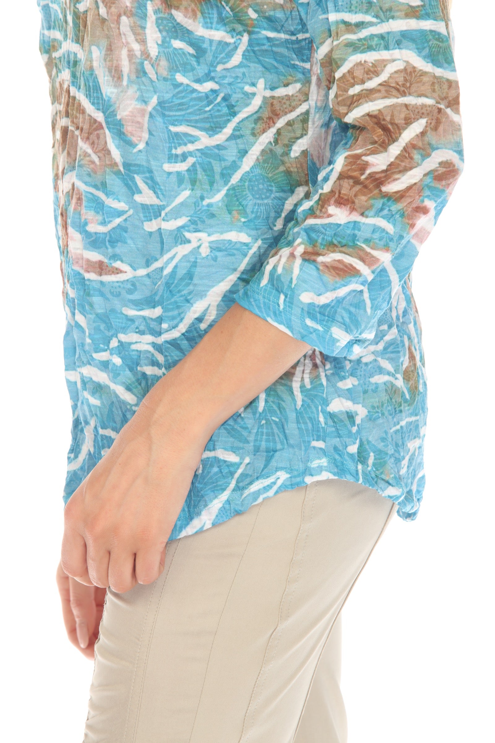 Round-Neck Top - Aqua Current - CARINE