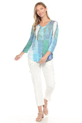 V-Neck Top - Forest Hues - CARINE