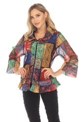 Mesh Zip Swing Jacket - Multi Blocks - CARINE