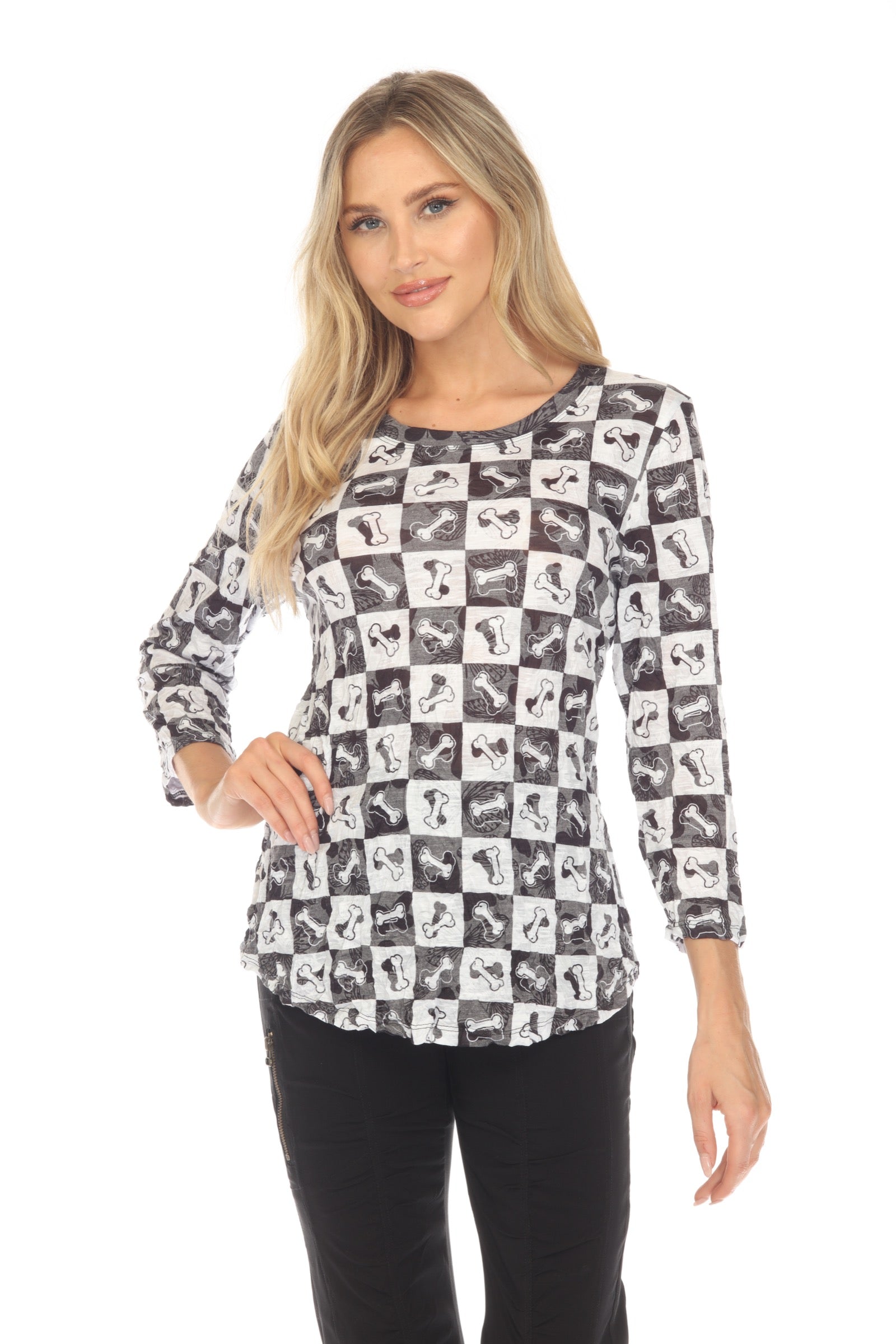 Round-Neck Top - Dog Bone - CARINE
