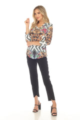 V-Neck Top - Gilded Floral - CARINE