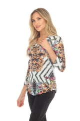 V-Neck Top - Gilded Floral - CARINE