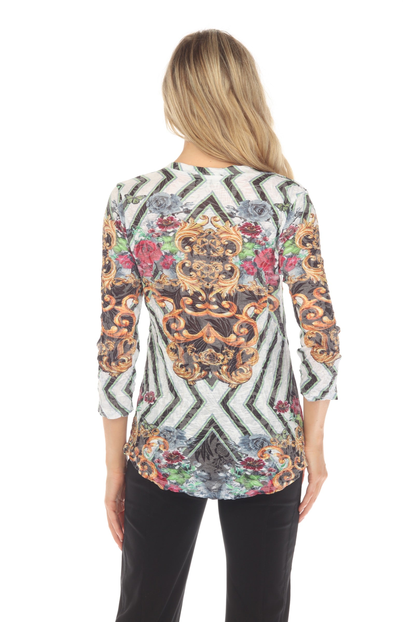 V-Neck Top - Gilded Floral - CARINE