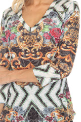 V-Neck Top - Gilded Floral - CARINE
