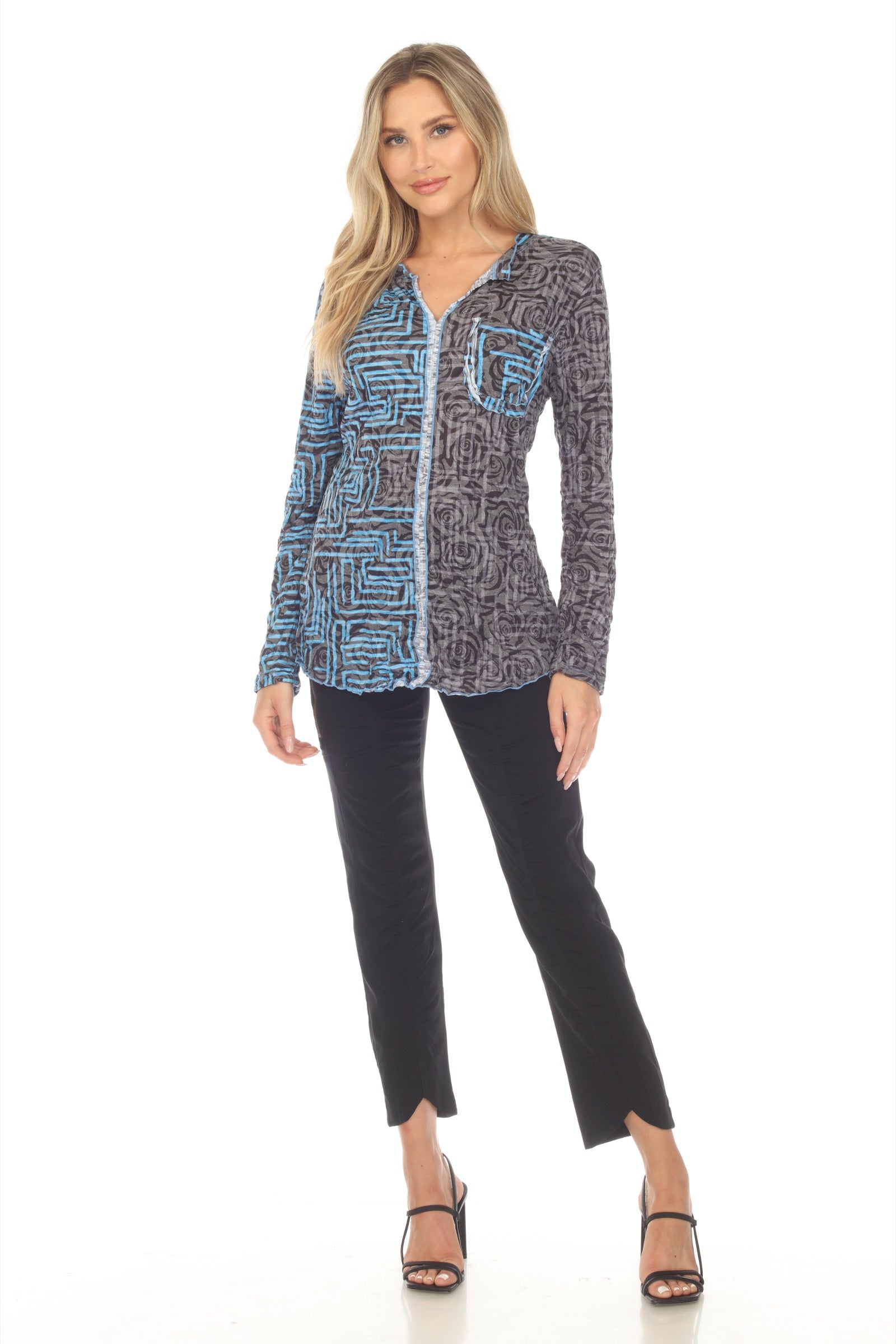 Pamela Top - Blue Puzzle - CARINE