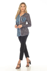 Pamela Top - Blue Puzzle - CARINE