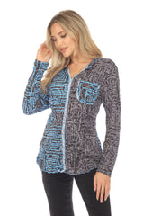 Pamela Top - Blue Puzzle - CARINE