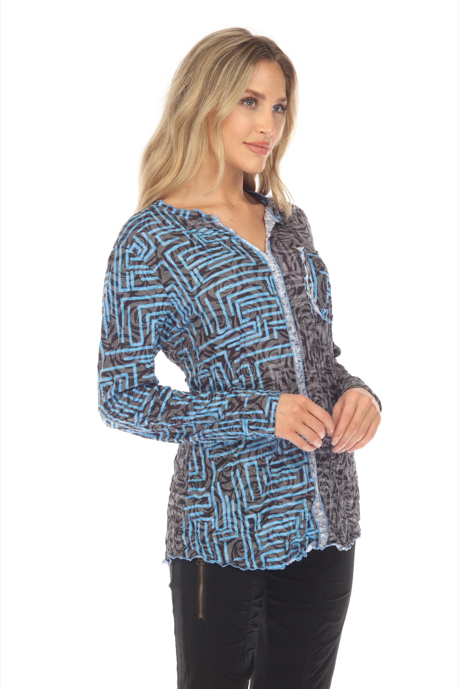 Pamela Top - Blue Puzzle - CARINE