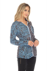 Pamela Top - Blue Puzzle - CARINE