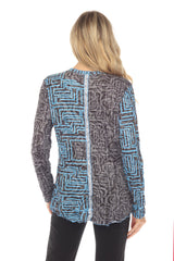 Pamela Top - Blue Puzzle - CARINE