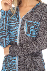 Pamela Top - Blue Puzzle - CARINE